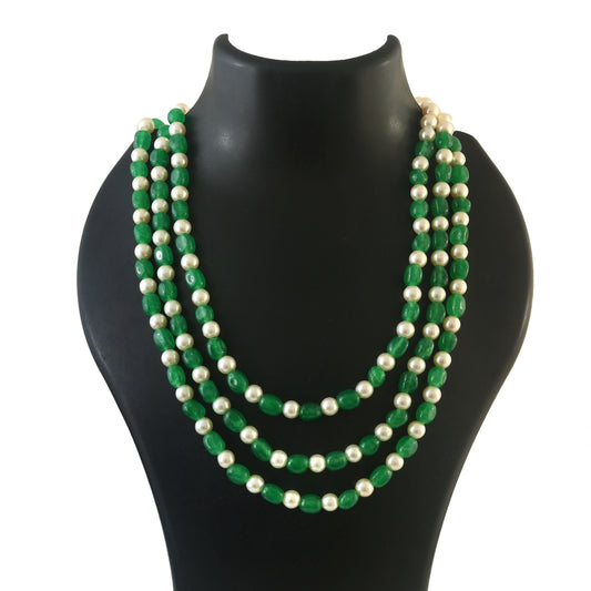 BM-125 - Jadau Kundan Beads Necklace with Emerald