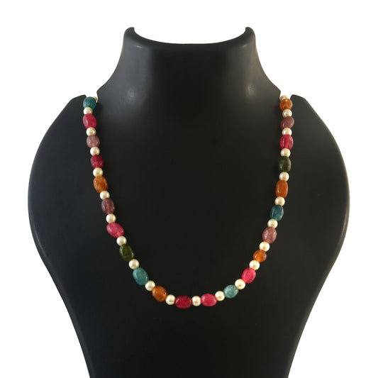 BM-126 - Jadau Kundan Beads Necklace with Emerald