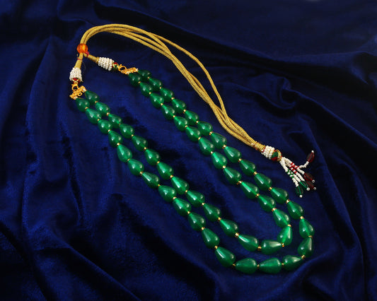 BM-127 - Jadau Kundan Beads Necklace with Emerald