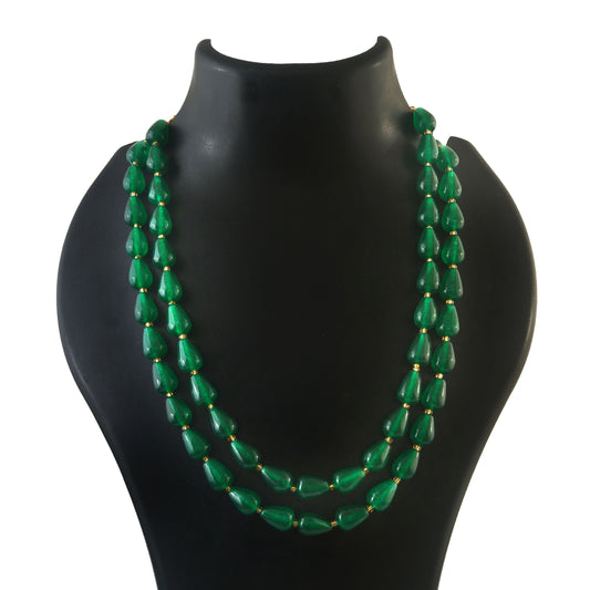 BM-127 - Jadau Kundan Beads Necklace with Emerald