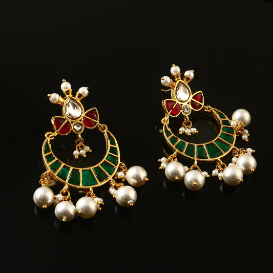 ER-122 - Jadau Kundan Earring with Emerald
