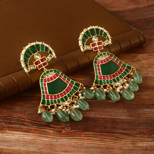 ER-123 - Jadau Kundan Earring with Emerald