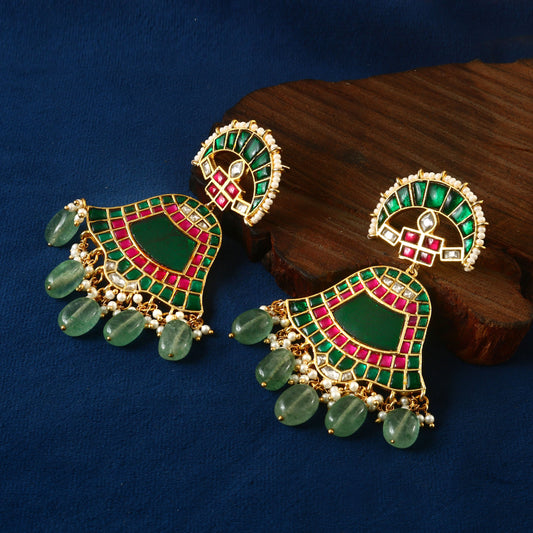 ER-123 - Jadau Kundan Earring with Emerald