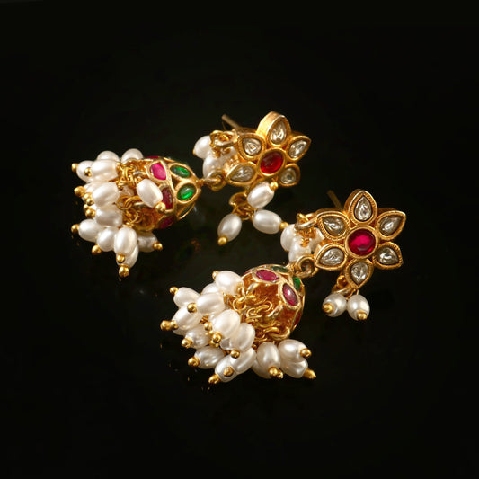 ER-130 - Jadau Kundan Earring with Emerald