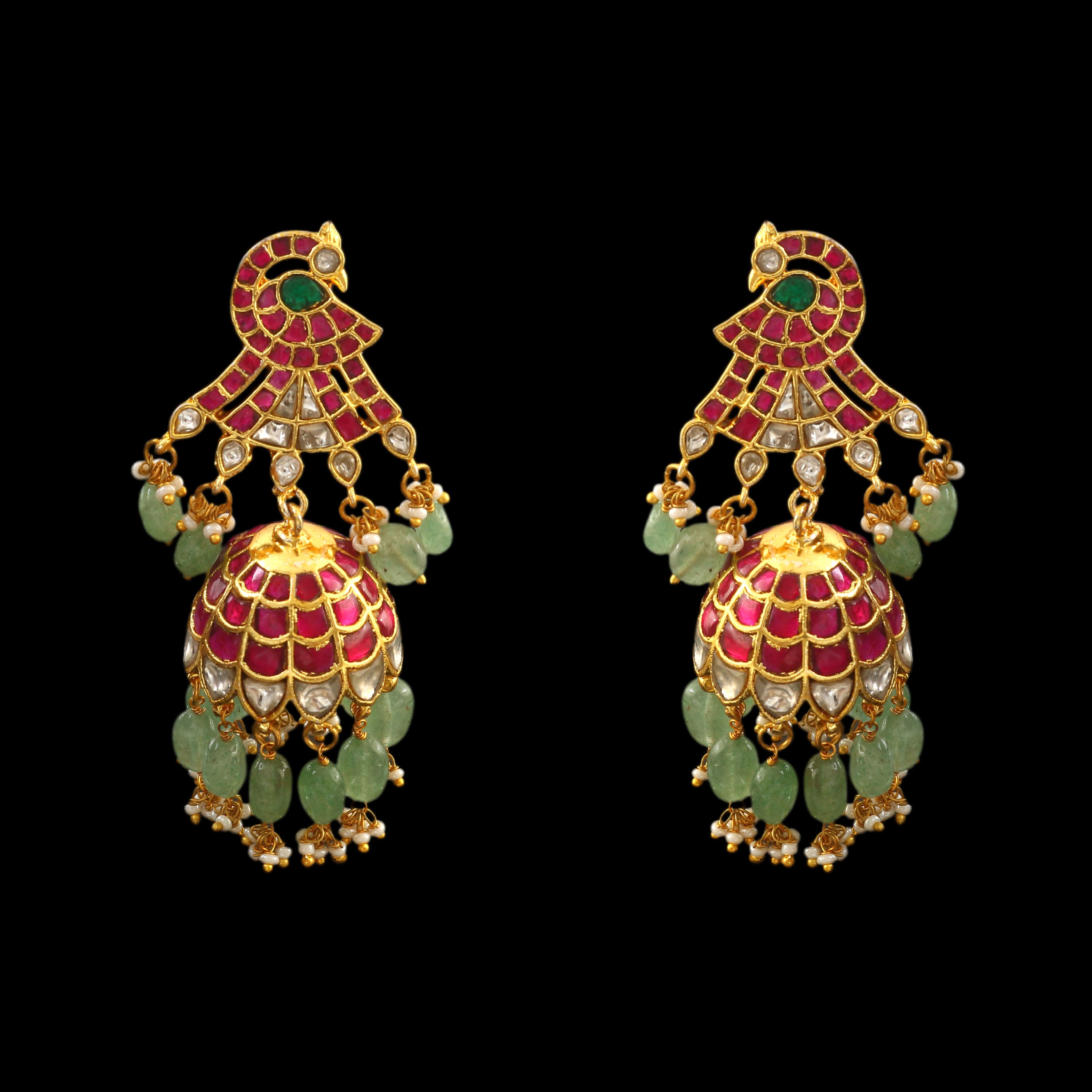ER-142 - Jadau Kundan Earring with Emerald ER-142 - Jadau Kundan Earring with Emerald