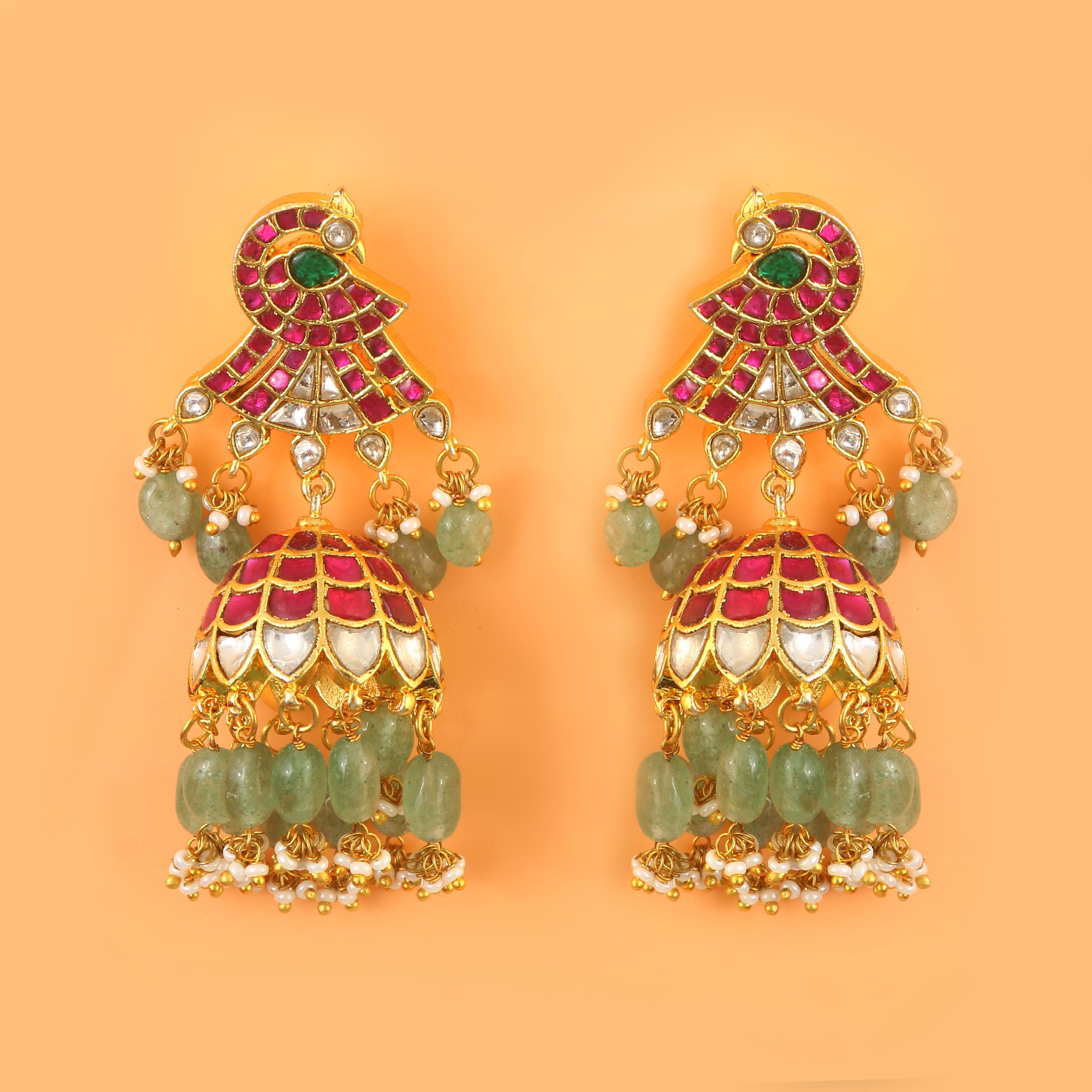 ER-142 - Jadau Kundan Earring with Emerald ER-142 - Jadau Kundan Earring with Emerald