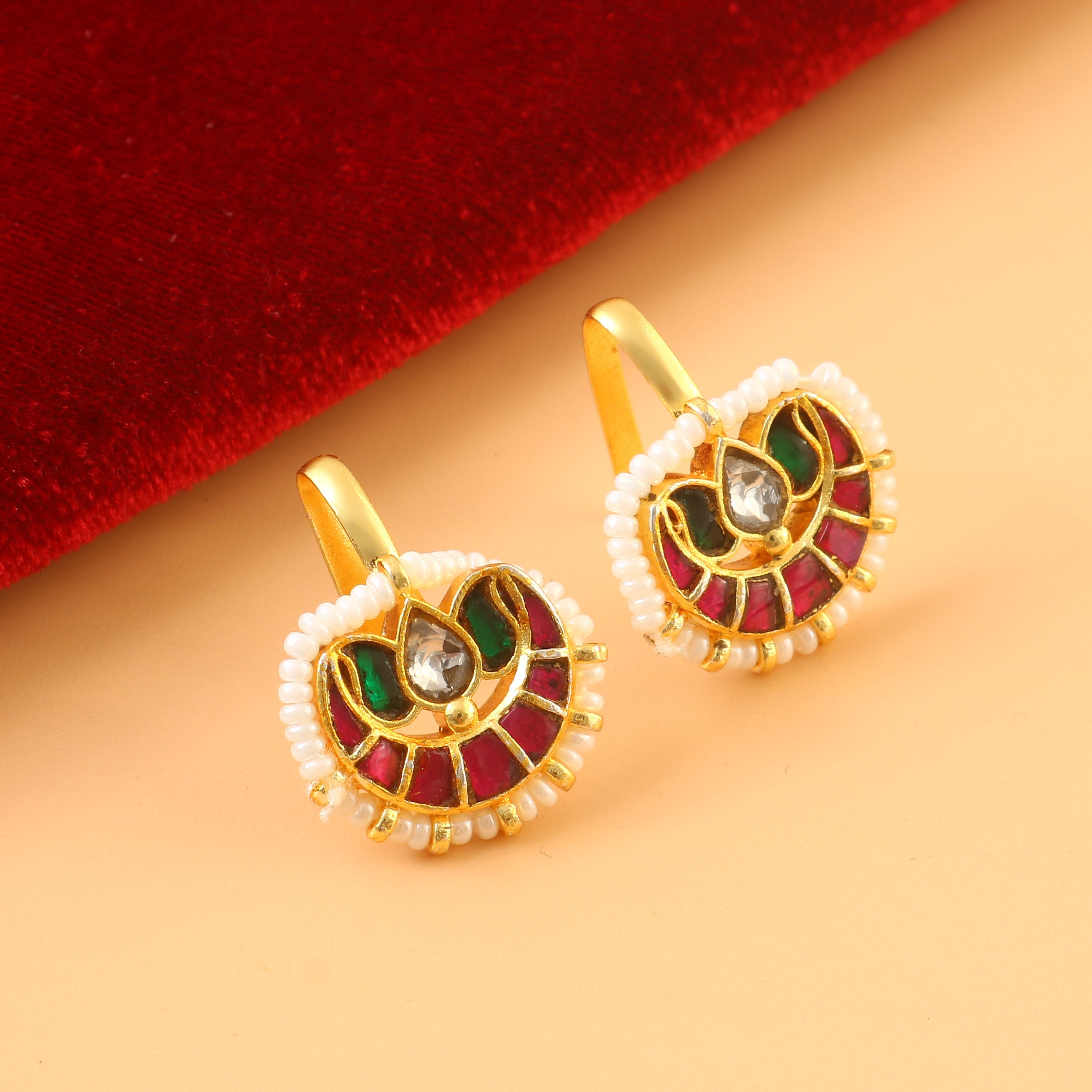 ER-145 - Jadau Kundan Earring with Emerald ER-145 - Jadau Kundan Earring with Emerald