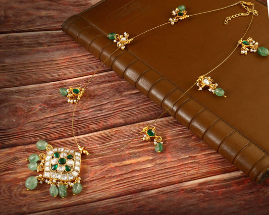 NK-104 - Chokar Jadau Kundan Necklace with Emerald