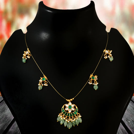 NK-109 - Charu Jadau Kundan Necklace with Emerald