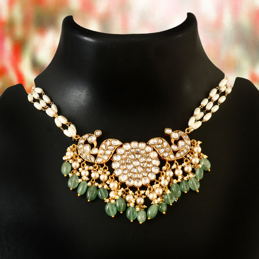 NK-121 - Mirza Jadau Kundan Set with Emerald