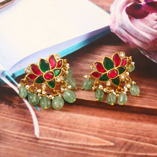 ER-101 - Jadau Kundan Earring with Emerald