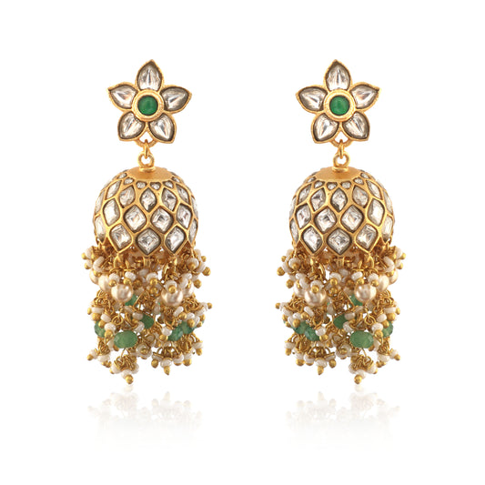ER-102 - Jadau Kundan Earring with Emerald
