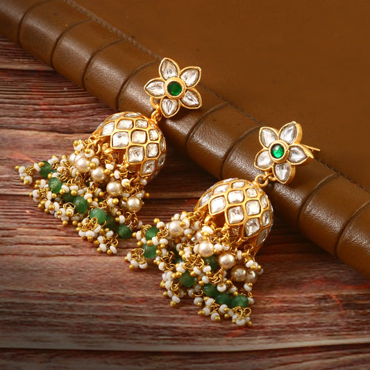 ER-102 - Jadau Kundan Earring with Emerald