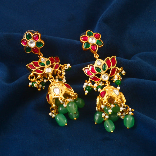 ER-109 - Jadau Kundan Earring with Emerald