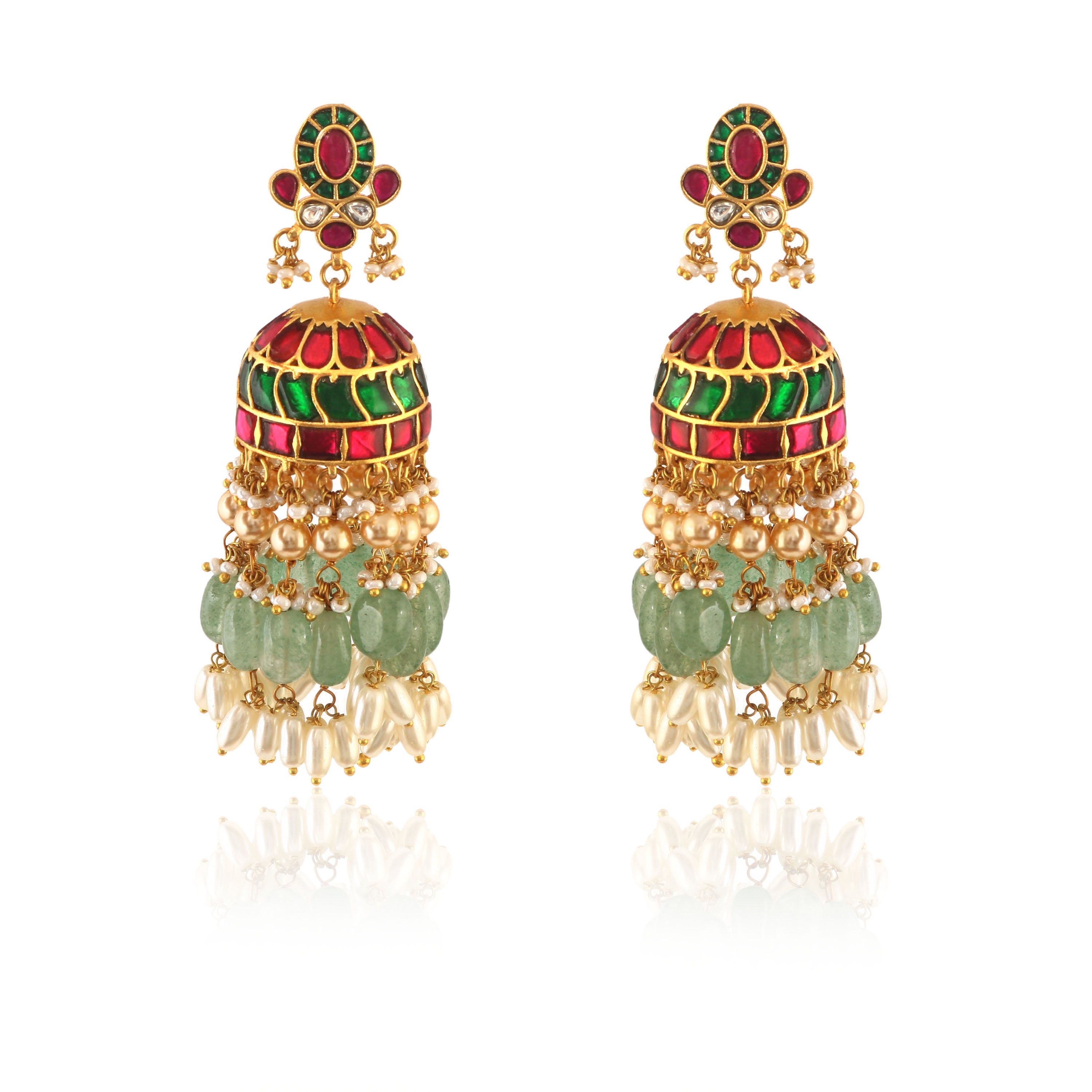 ER-114 - Jadau Kundan Earring with Emerald ER-114 - Jadau Kundan Earring with Emerald