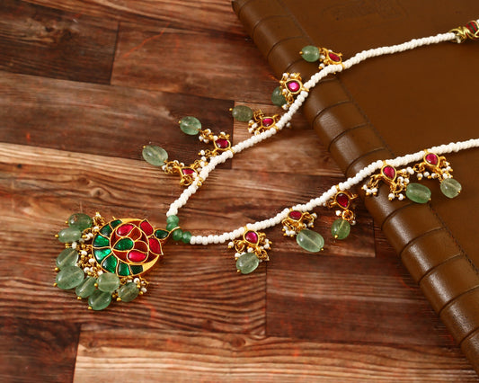 NK-142 - Jadau Kundan Necklace with Emerald
