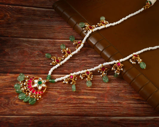 NK-152- Jadau Kundan Necklace with Emerald