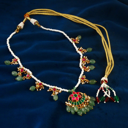 NK-153- Jadau Kundan Necklace with Emerald