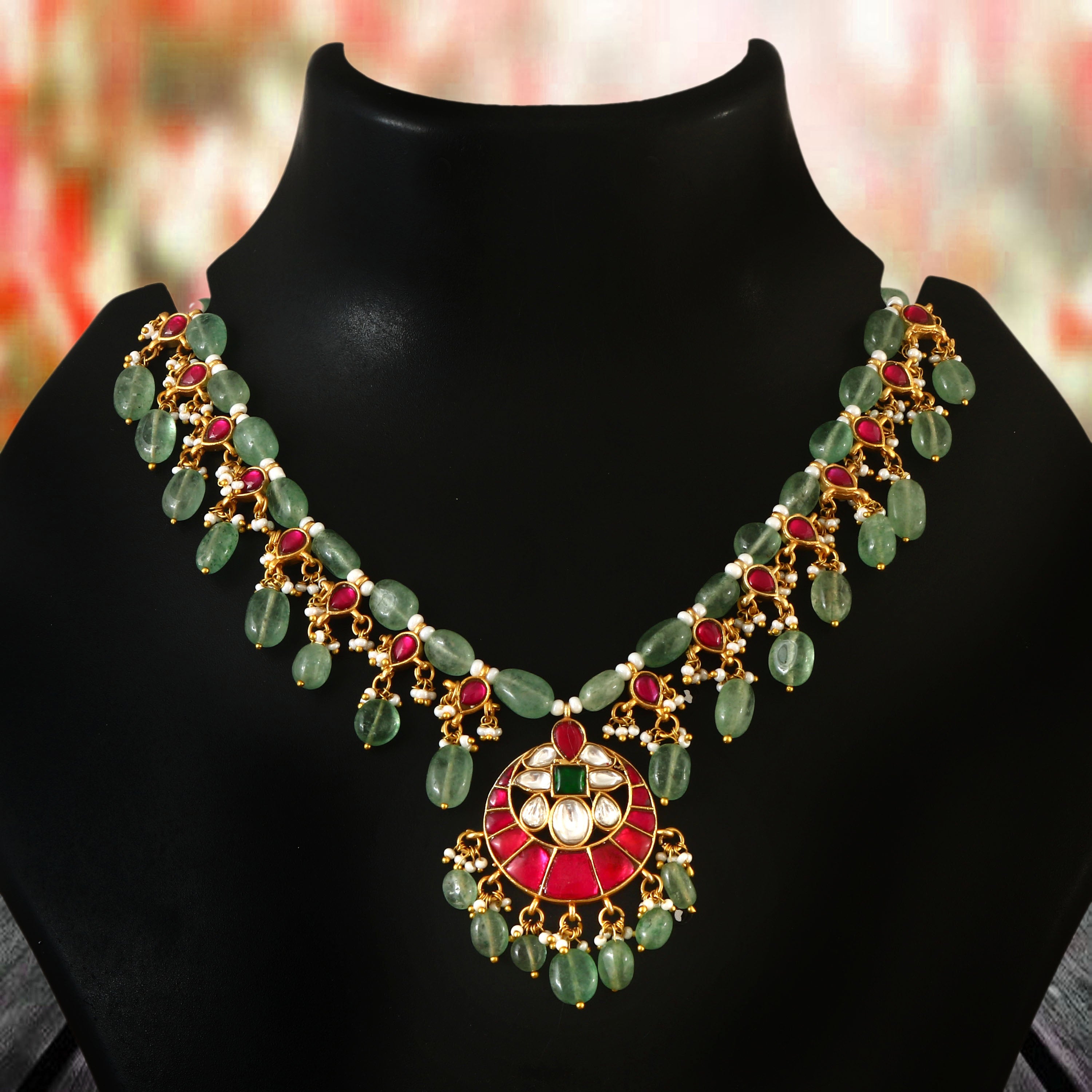 NK-156- Jadau Kundan Necklace with Emerald NK-156- Jadau Kundan Necklace with Emerald