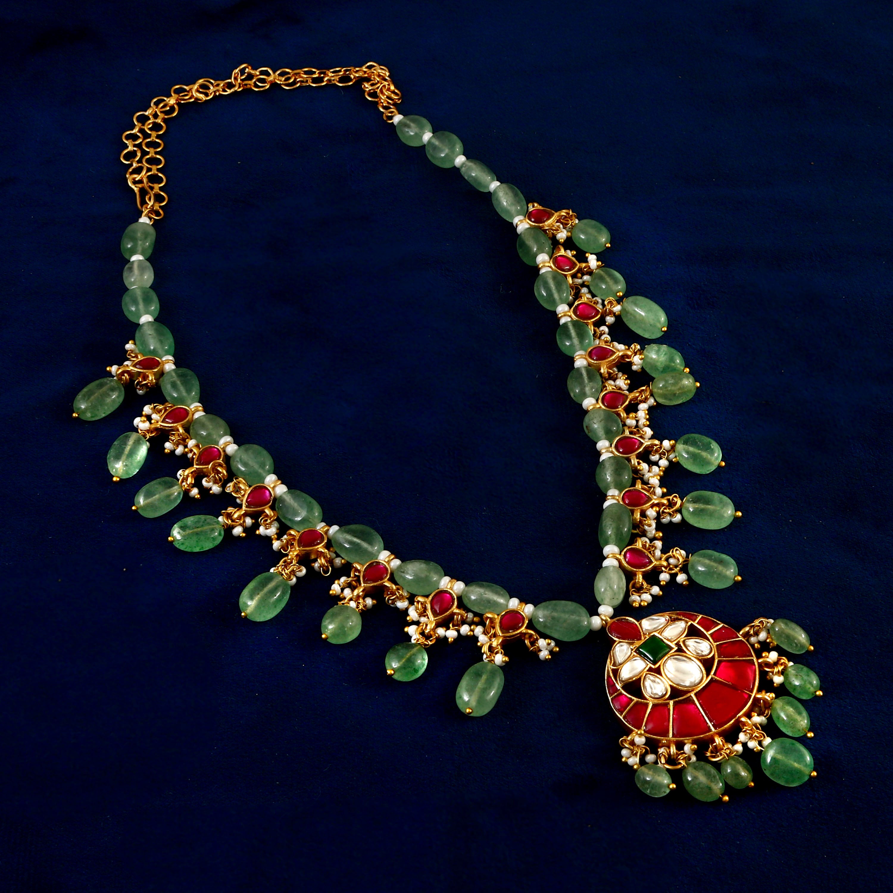 NK-156- Jadau Kundan Necklace with Emerald NK-156- Jadau Kundan Necklace with Emerald