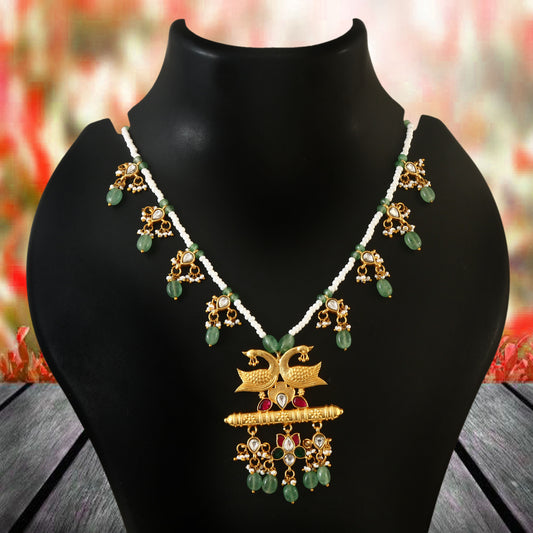NK-159- Jadau Kundan Necklace with Emerald