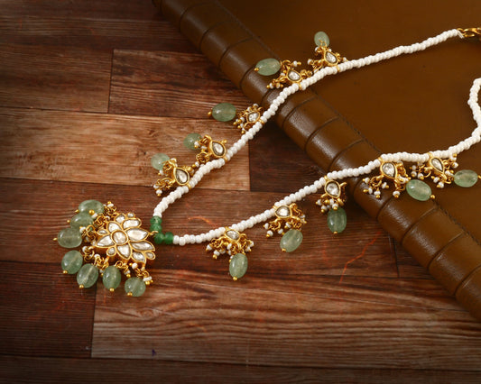 NK-160- Jadau Kundan Necklace with Emerald