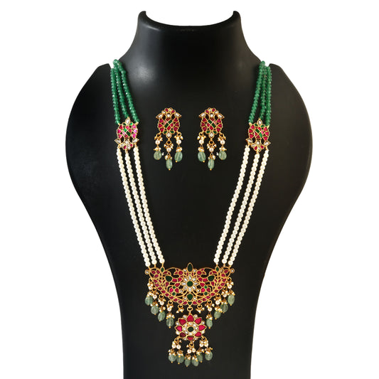 NK-163 - Jadau Kundan Necklace with Emerald