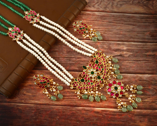 NK-163 - Jadau Kundan Necklace with Emerald