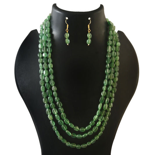 BM-114 - Jadau Kundan Beads Necklace with Emerald
