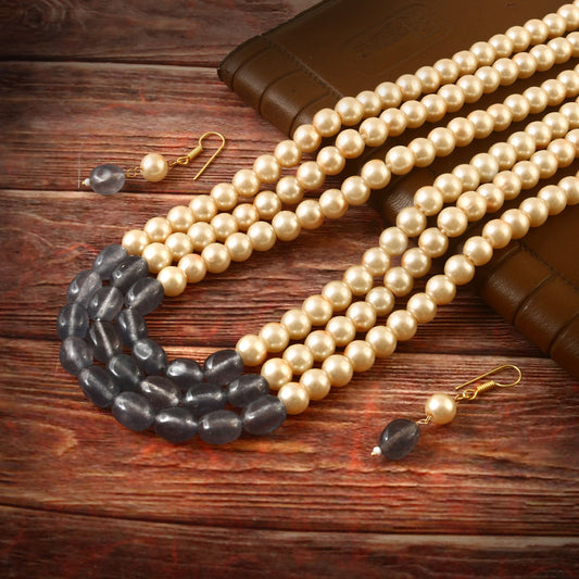 BM-115 - Jadau Kundan Beads Necklace with Emerald