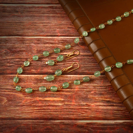 BM-121 - Jadau Kundan Beads Necklace with Emerald