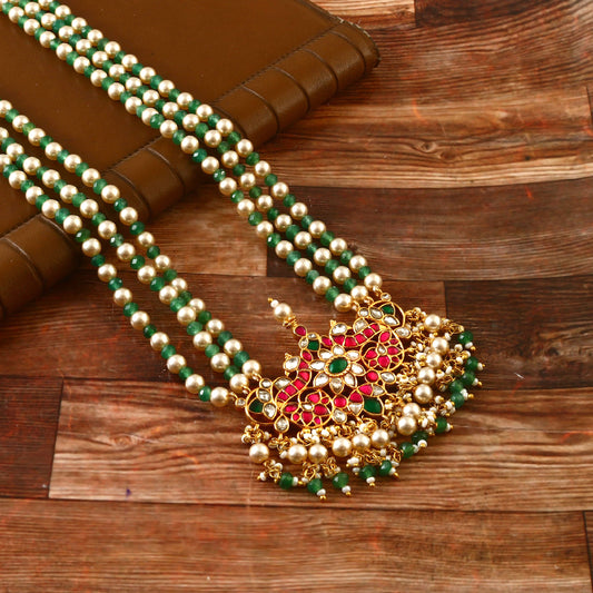 NK-168 - Jadau Kundan Necklace with Emerald