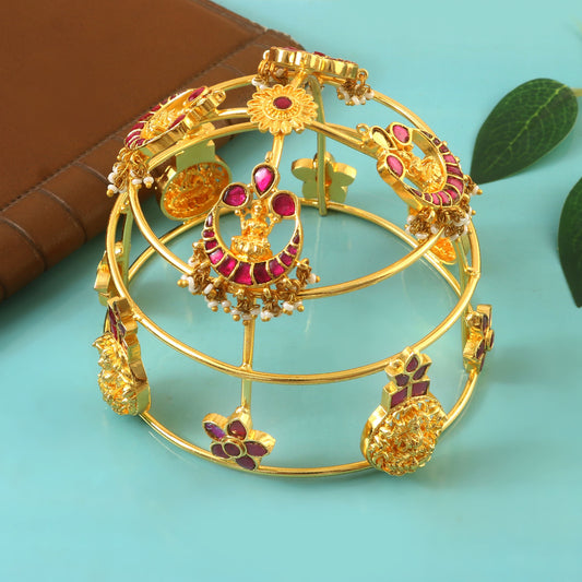 JD-101 - Jadau Kundan Jadebille with Emerald