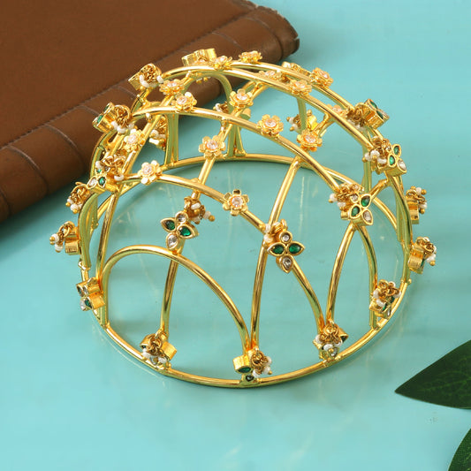 JD-102 - Jadau Kundan Jadebille with Emerald