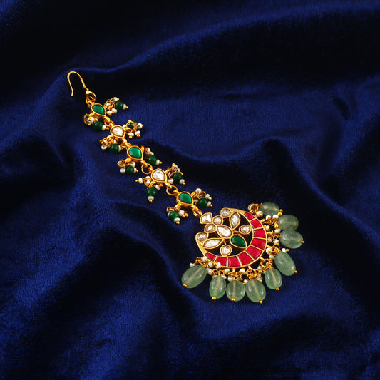 MT-133 - Jadau Kundan Mangtika with Emerald