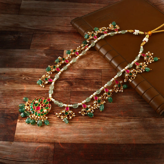 NK-174 - Jadau Kundan Necklace with Emerald