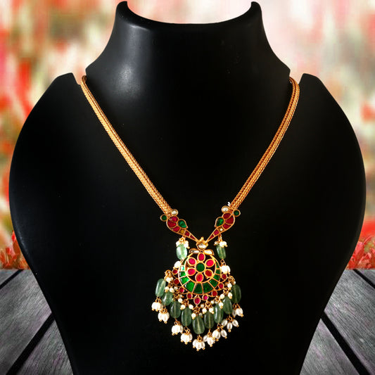 NK-181 - Jadau Kundan Necklace with Emerald
