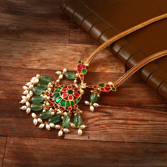 NK-181 - Jadau Kundan Necklace with Emerald