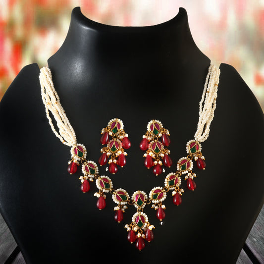 NK-192 - Jadau Kundan Necklace with Emerald