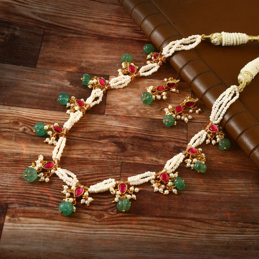 NK-193 - Jadau Kundan Necklace with Emerald