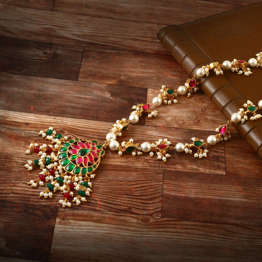 NK-203 - Jadau Kundan Necklace with Emerald