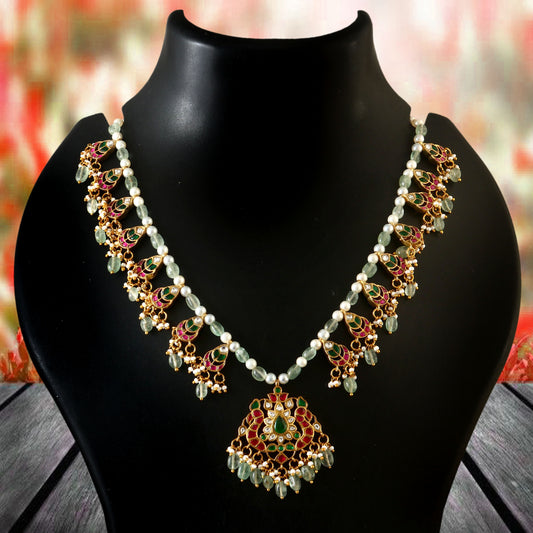 NK-204 - Jadau Kundan Necklace with Emerald
