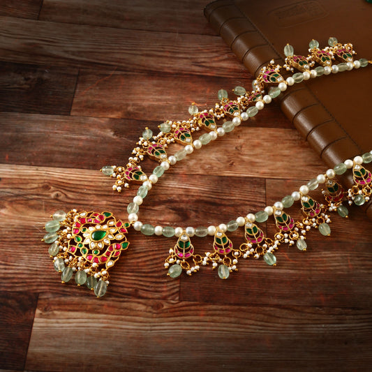 NK-204 - Jadau Kundan Necklace with Emerald