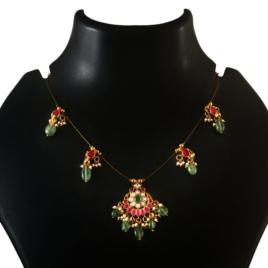 NK-205 - Jadau Kundan Necklace with Emerald
