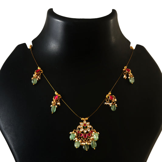 NK-210 - Jadau Kundan Necklace with Emerald