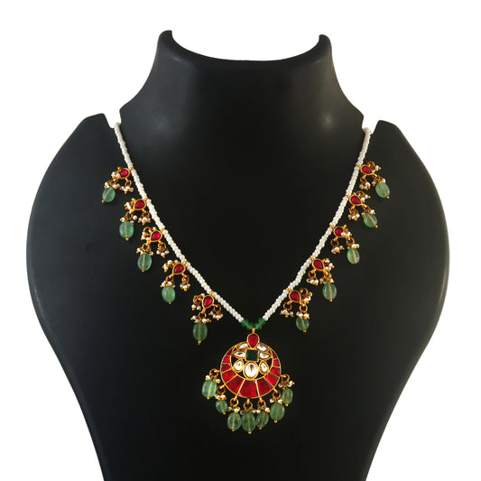 NK-217 - Jadau Kundan Necklace with Emerald