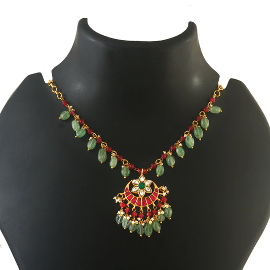 NK-219 - Jadau Kundan Necklace with Emerald