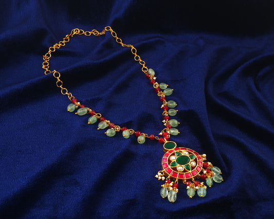NK-220 - Jadau Kundan Necklace with Emerald