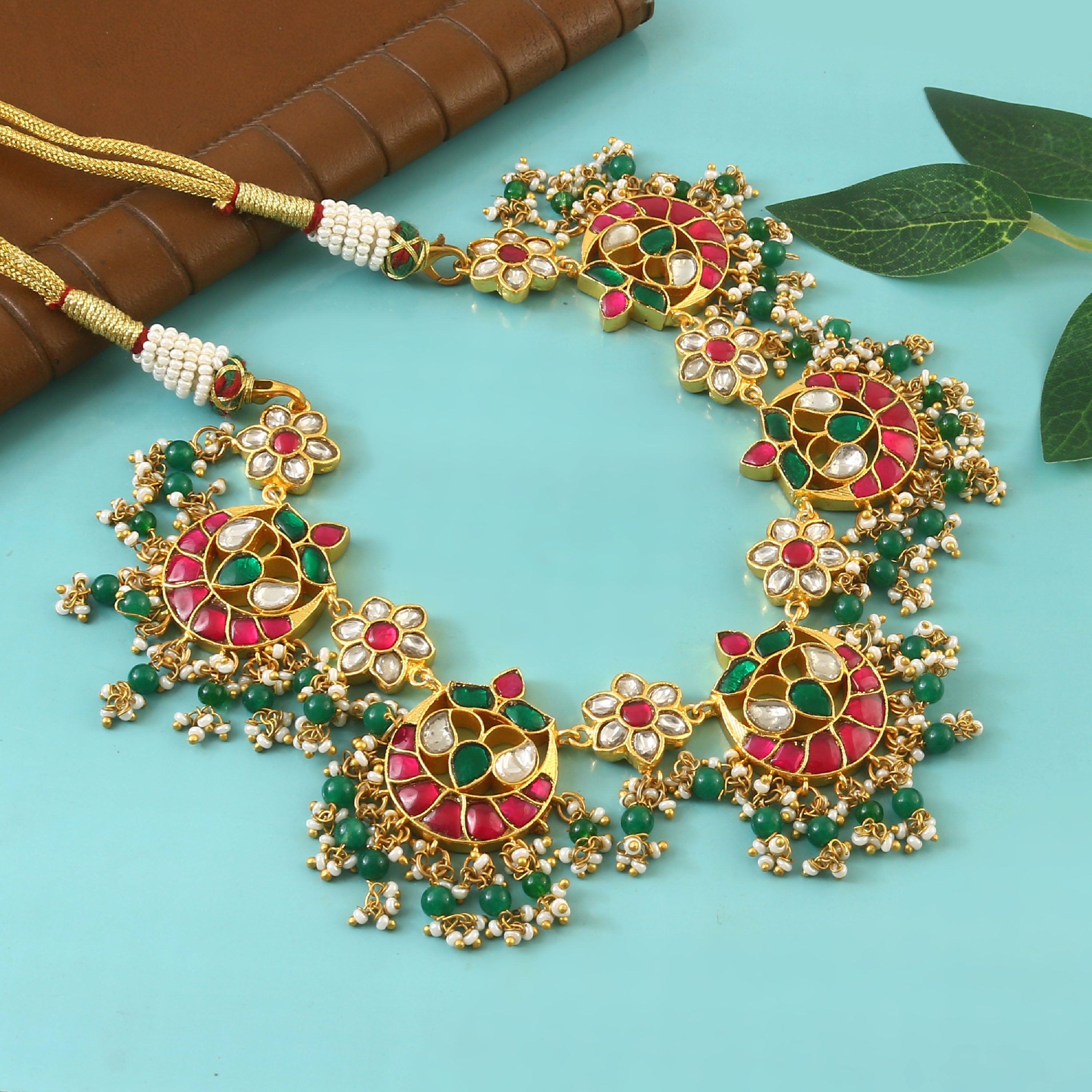 NK-222 - Jadau Kundan Necklace with Emerald NK-222 - Jadau Kundan Necklace with Emerald