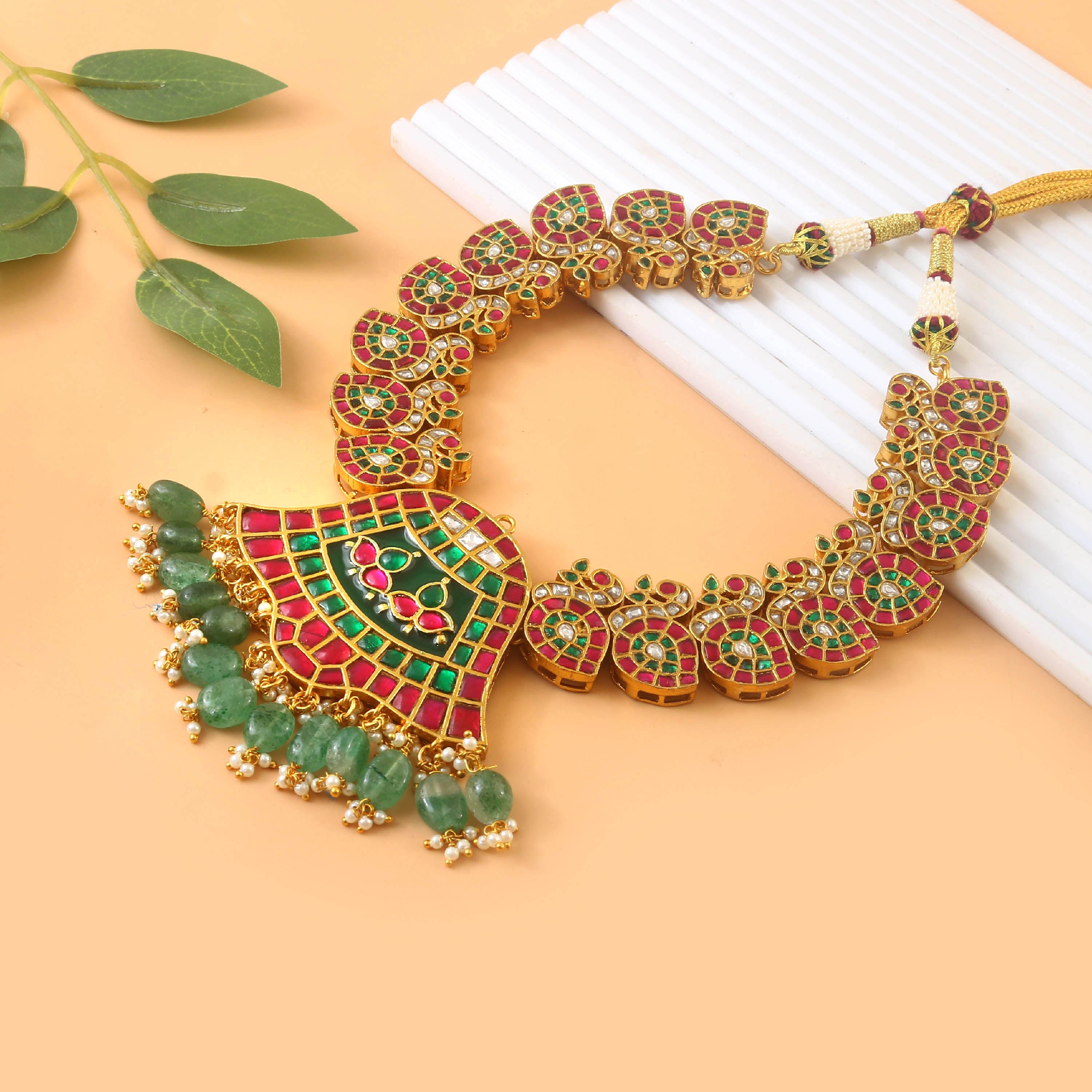 NK-225 - Jadau Kundan Necklace with Emerald NK-225 - Jadau Kundan Necklace with Emerald